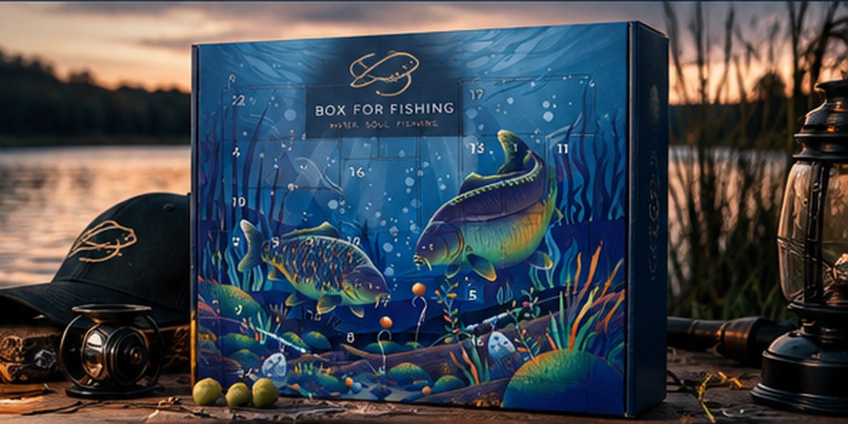 Kalendár Box for Fishing s rybárskou čiapkou a lampášom